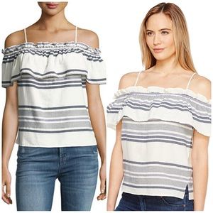Splendid Women's Traveler Stripe Cold Shoulder, White, Medium